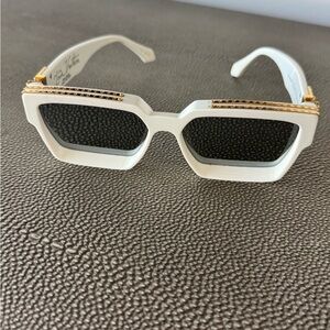 Louis Vuitton Black and White Sunglasses with Gold Trim